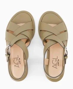 Sandalen^Agl Sandaal Zonder Hak Alison Multi Khaki