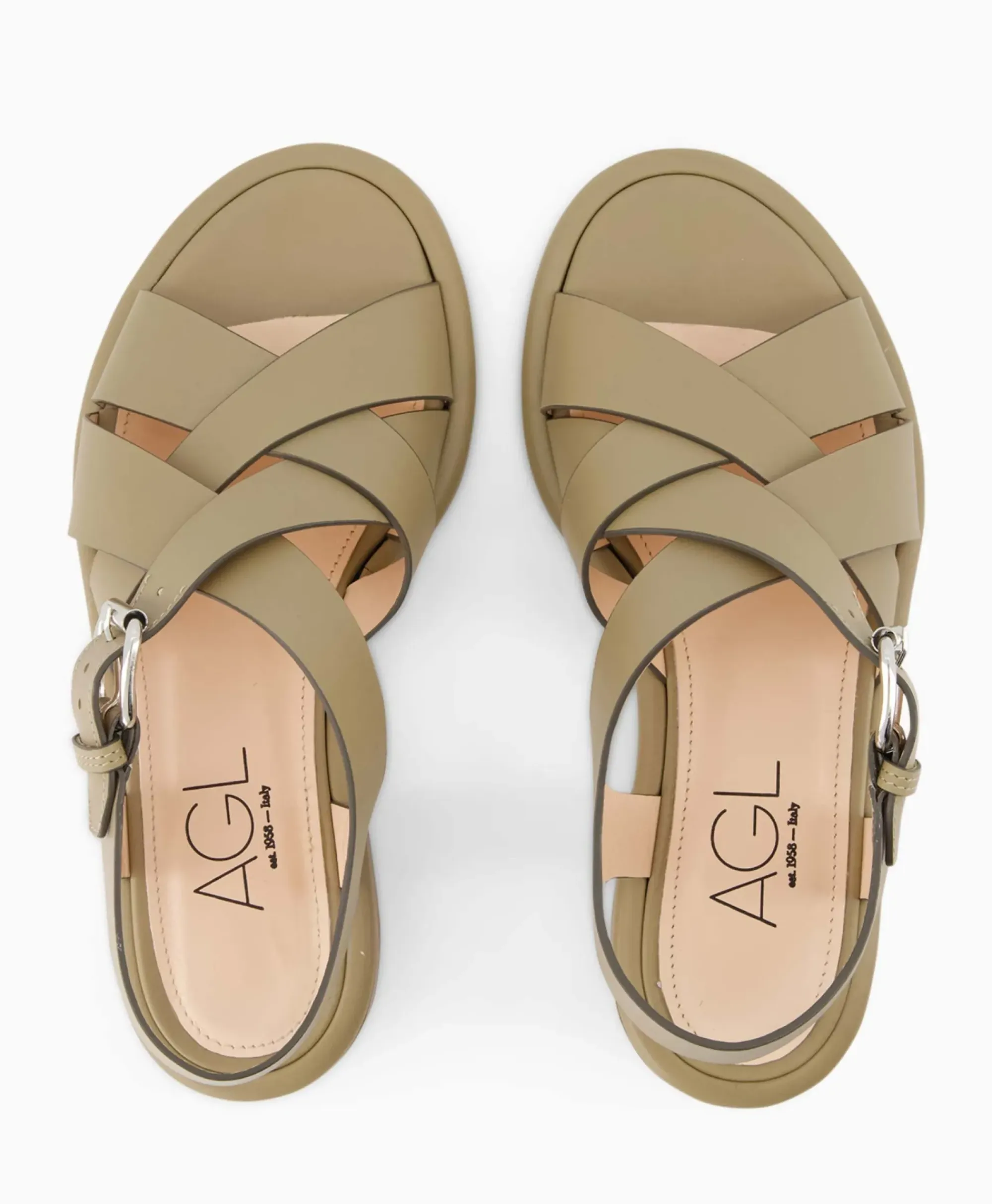Sandalen^Agl Sandaal Zonder Hak Alison Multi Khaki