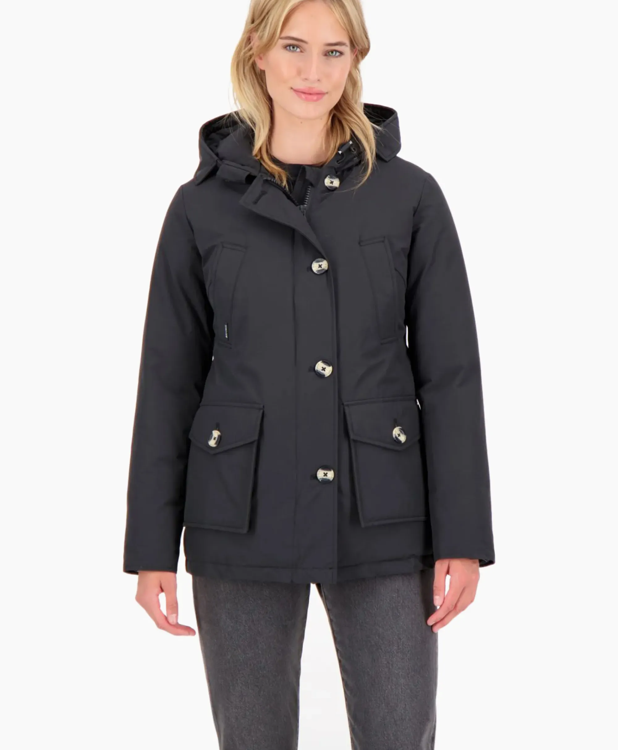 Jassen^Airforce Gewatteerde Jas 4 Pocket Parka Zwart
