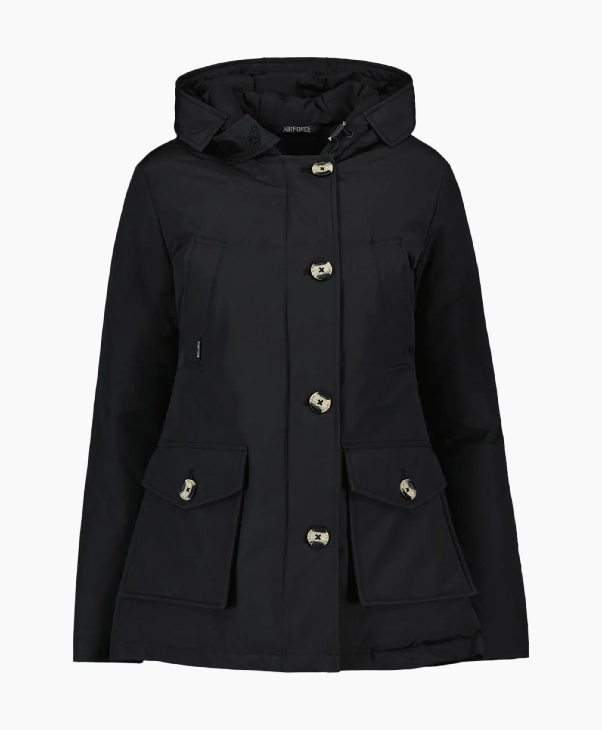 Jassen^Airforce Gewatteerde Jas 4 Pocket Parka Zwart