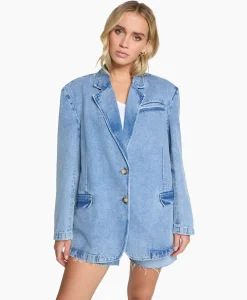 Blazers^Alix The Label Blazer Woven Denim Blauw