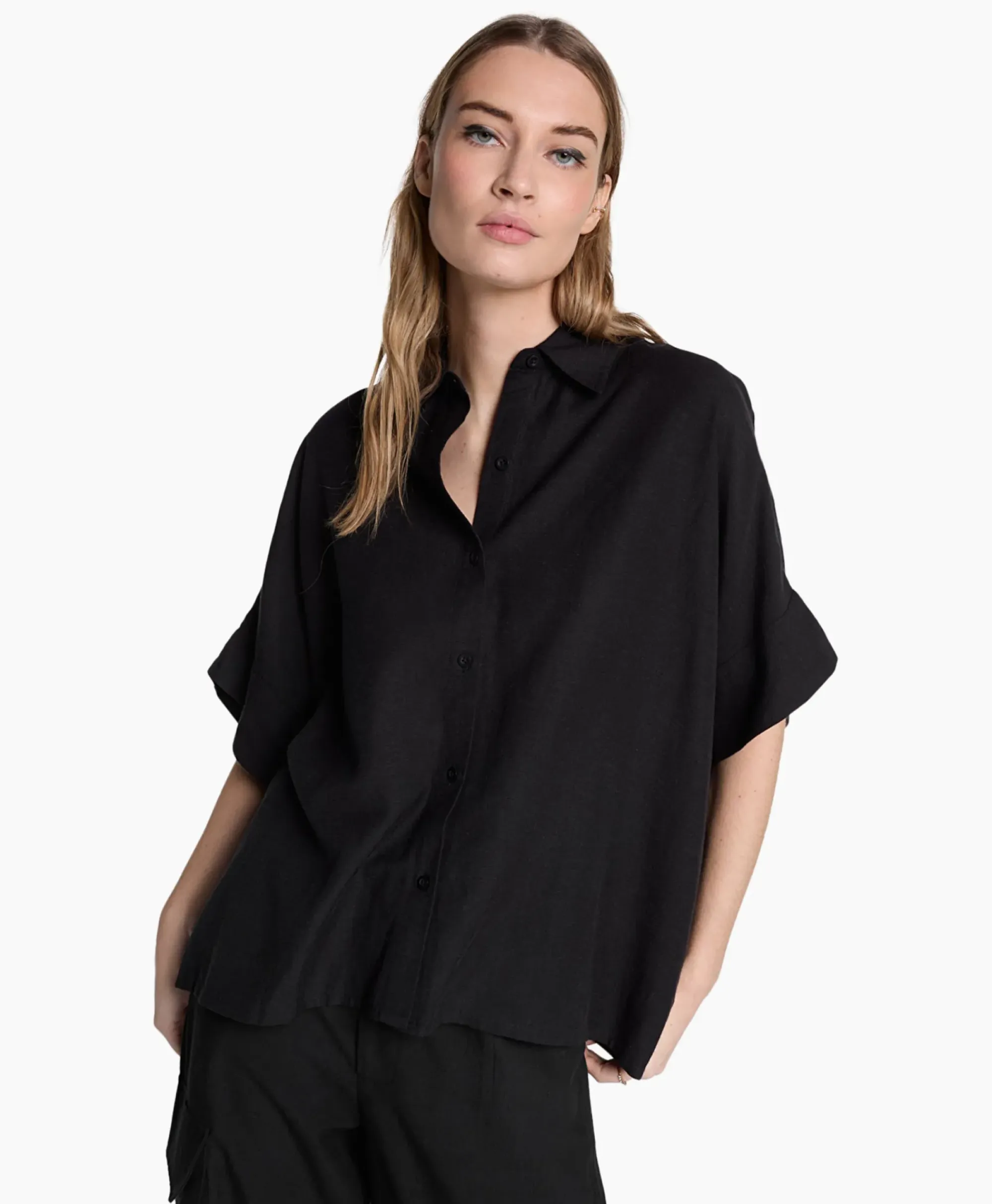 Blouses^Alix The Label Blouse Woven Linen Oversized Zwart