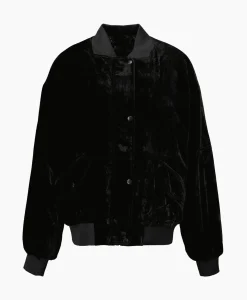 Jassen^Alix The Label Bomberjack Ladies Woven Oversized Velvet Zwart