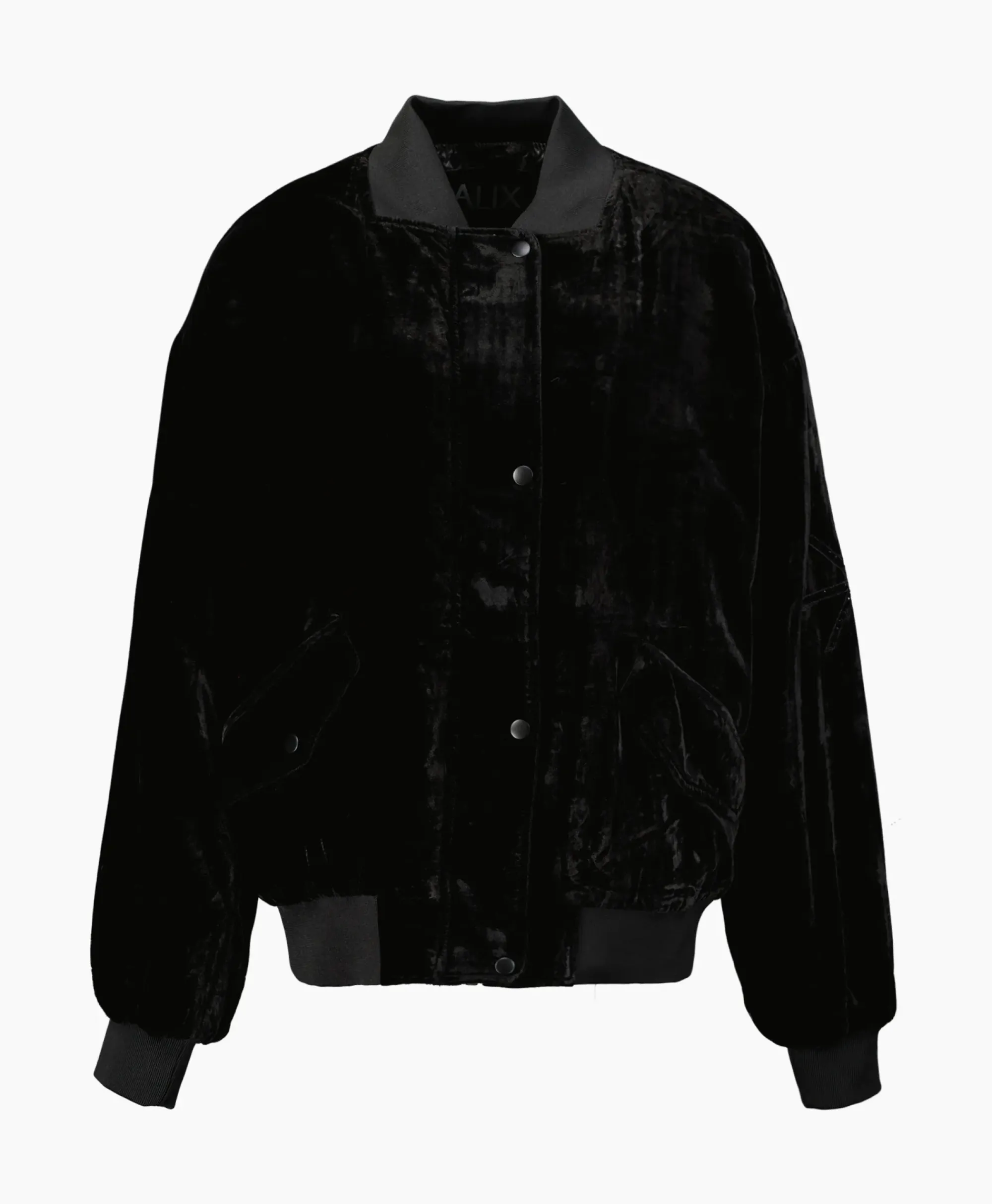 Jassen^Alix The Label Bomberjack Ladies Woven Oversized Velvet Zwart