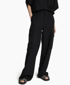 Broeken^Alix The Label Cargobroek Woven Linen Cargo Zwart