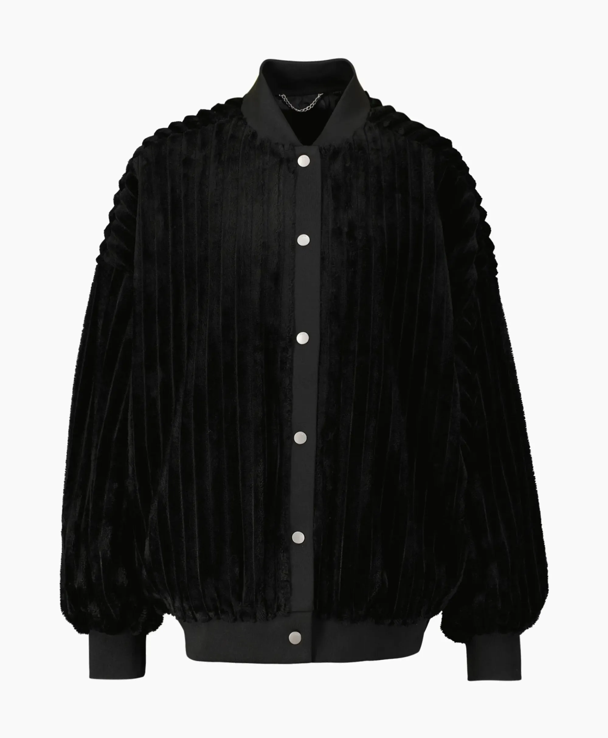 Jassen^Alix The Label Jack Woven Rib Fur Bomber Zwart