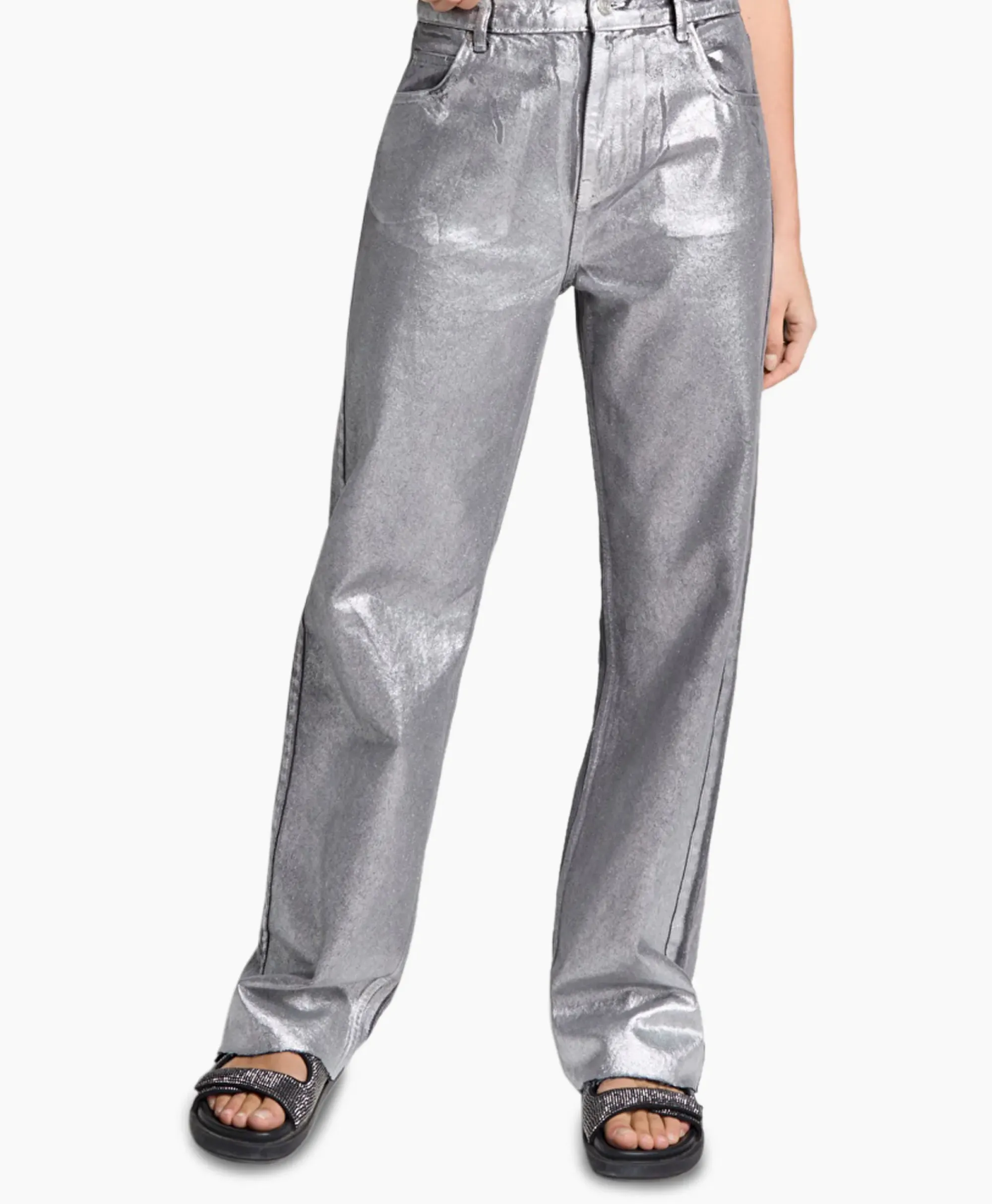 Broeken^Alix The Label Jeans Woven Silver Denim Zilver