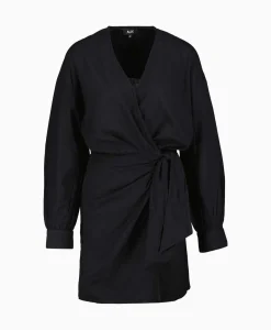 Bruiloftskleding^Alix The Label Jurk Ladies Woven Linen Look Wrap Dress Zwart