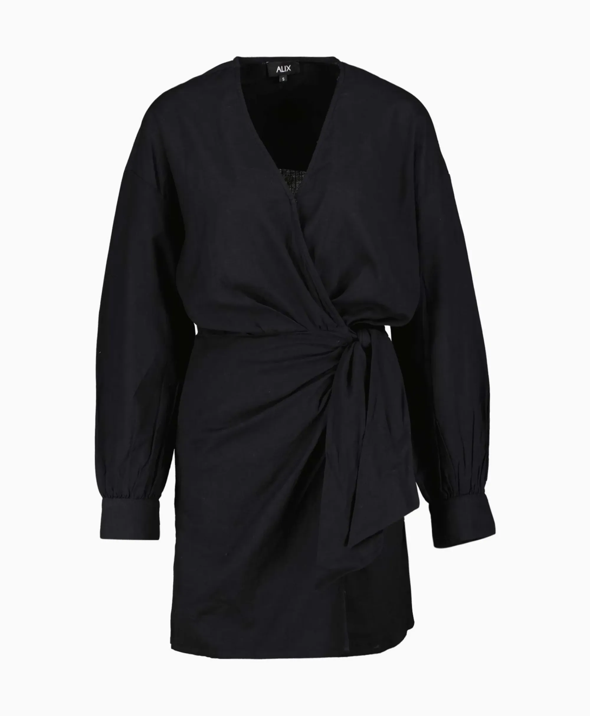 Bruiloftskleding^Alix The Label Jurk Ladies Woven Linen Look Wrap Dress Zwart