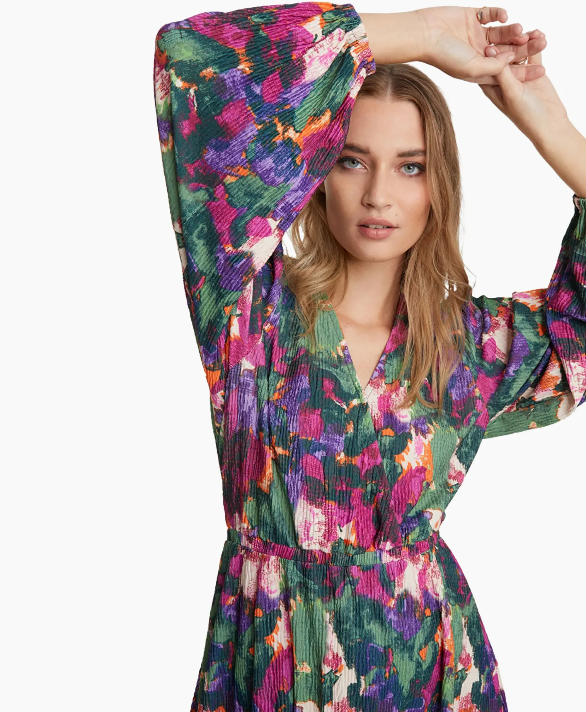Bruiloftskleding^Alix The Label Mini Jurk Woven Camouflage Flower Zwart