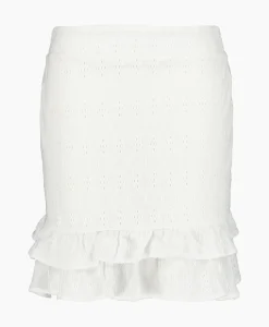 Rokken^Alix The Label Minirok Knitted Jersey Broderie Skirt Off White