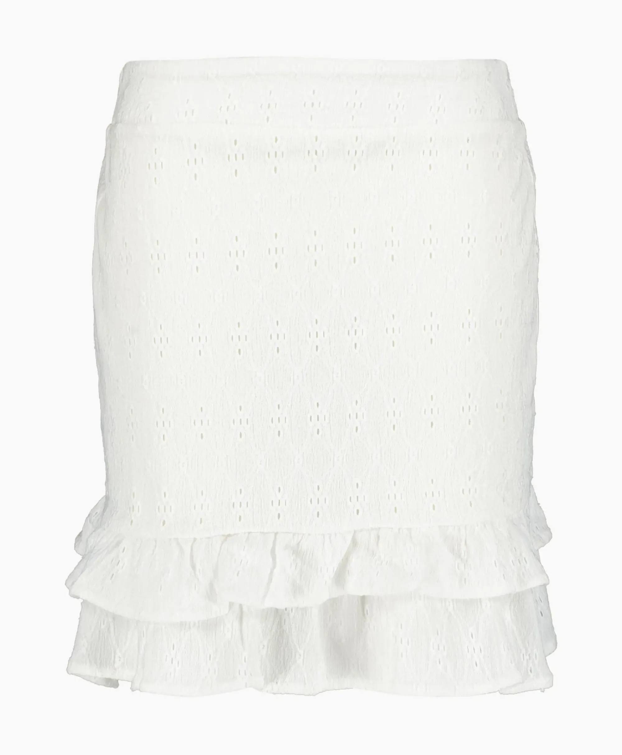 Rokken^Alix The Label Minirok Knitted Jersey Broderie Skirt Off White
