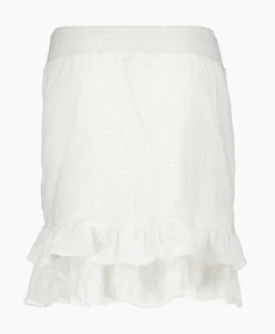 Rokken^Alix The Label Minirok Knitted Jersey Broderie Skirt Off White