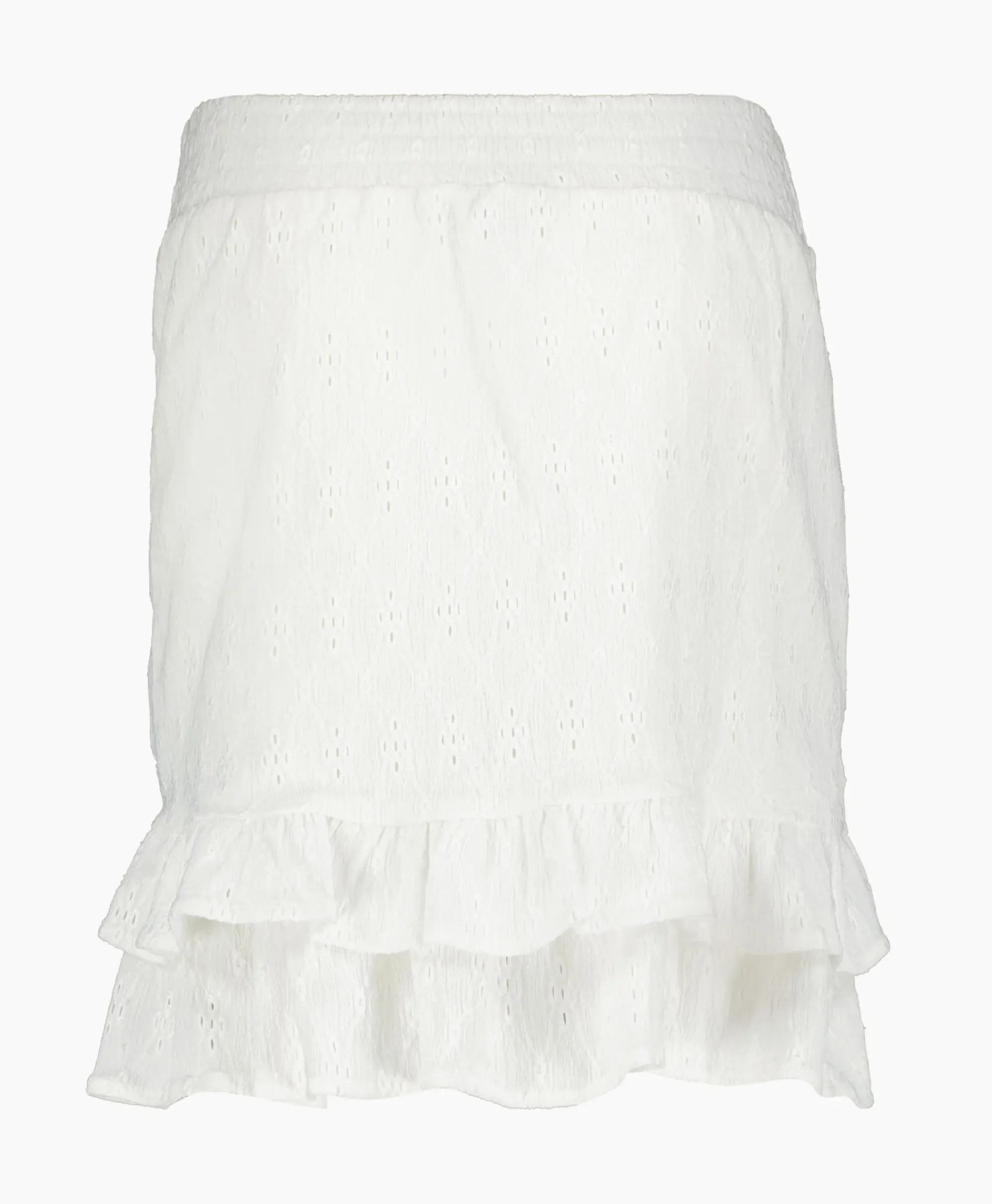 Rokken^Alix The Label Minirok Knitted Jersey Broderie Skirt Off White
