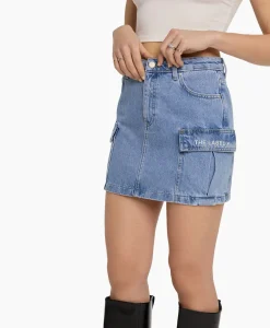 Rokken^Alix The Label Minirok Woven Denim Cargo Blauw