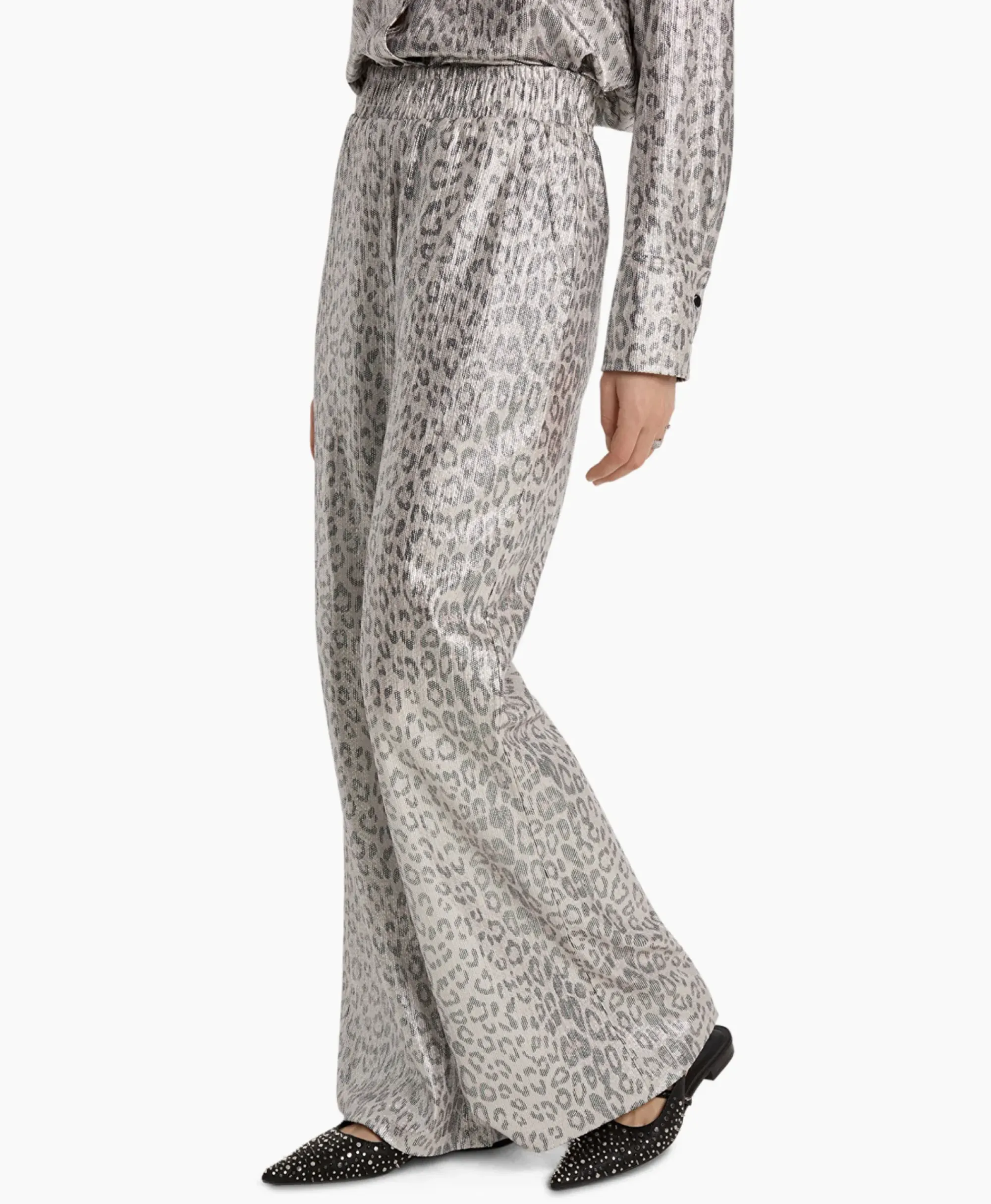 Broeken^Alix The Label Pantalon Knitted Leopard Zilver