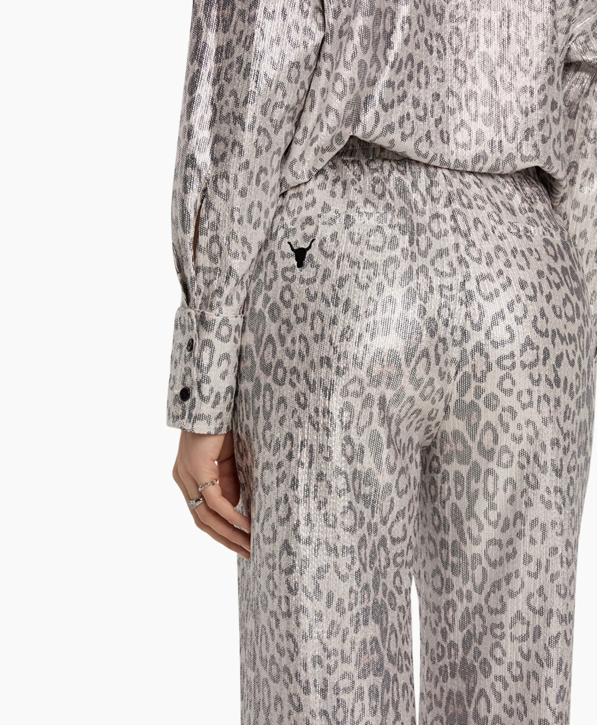 Broeken^Alix The Label Pantalon Knitted Leopard Zilver