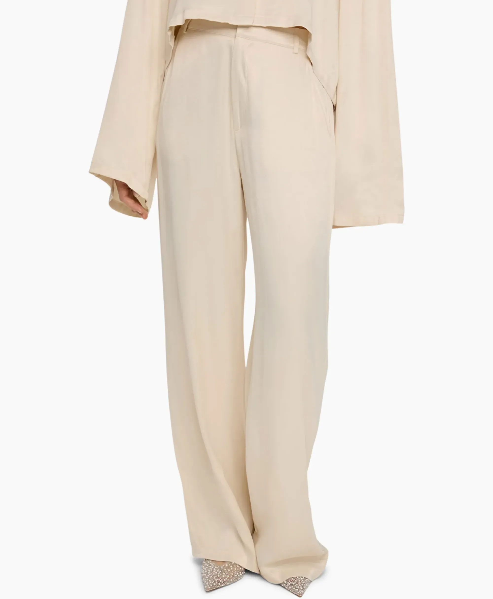 Broeken^Alix The Label Pantalon Woven Satin Ecru