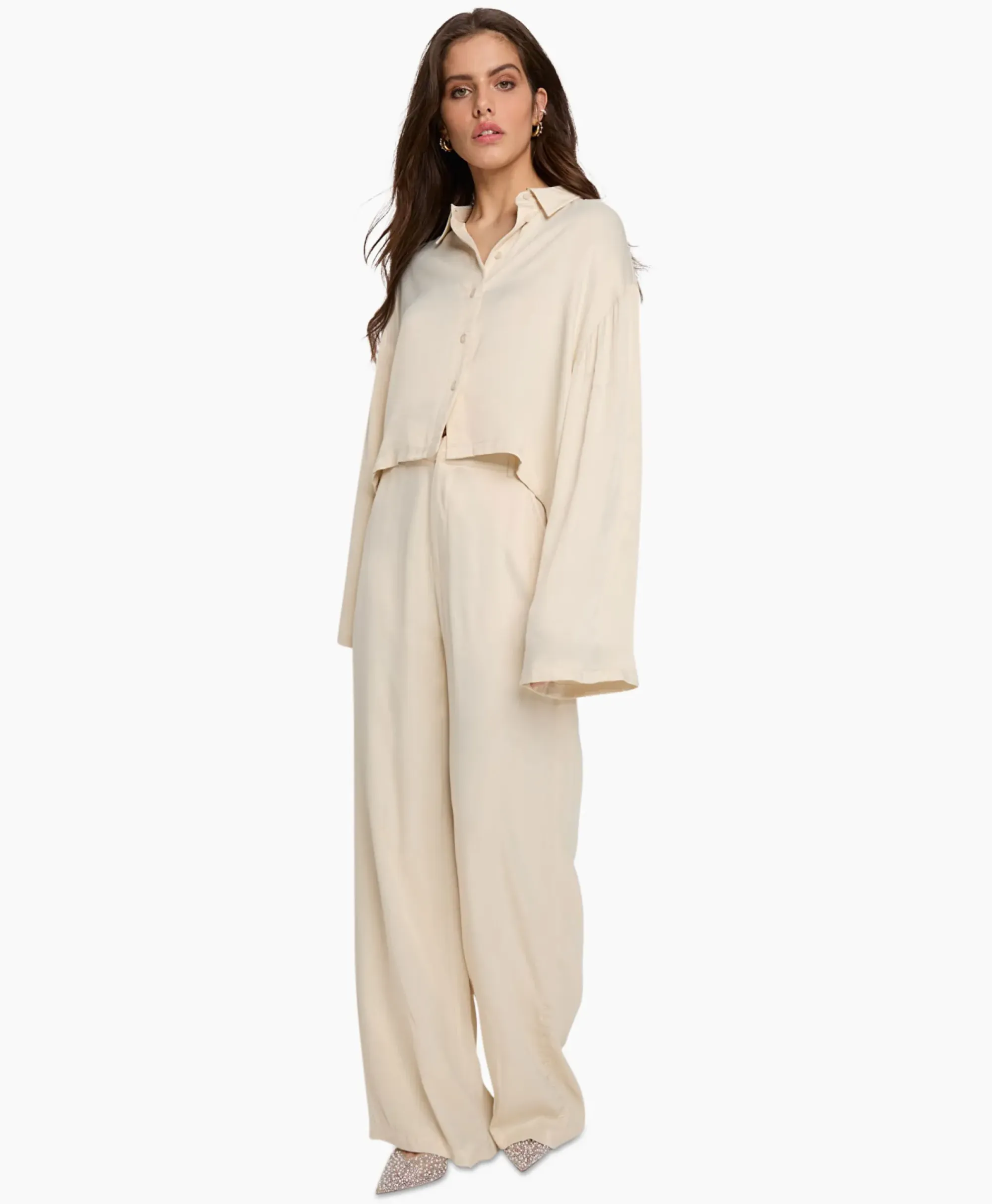 Broeken^Alix The Label Pantalon Woven Satin Ecru