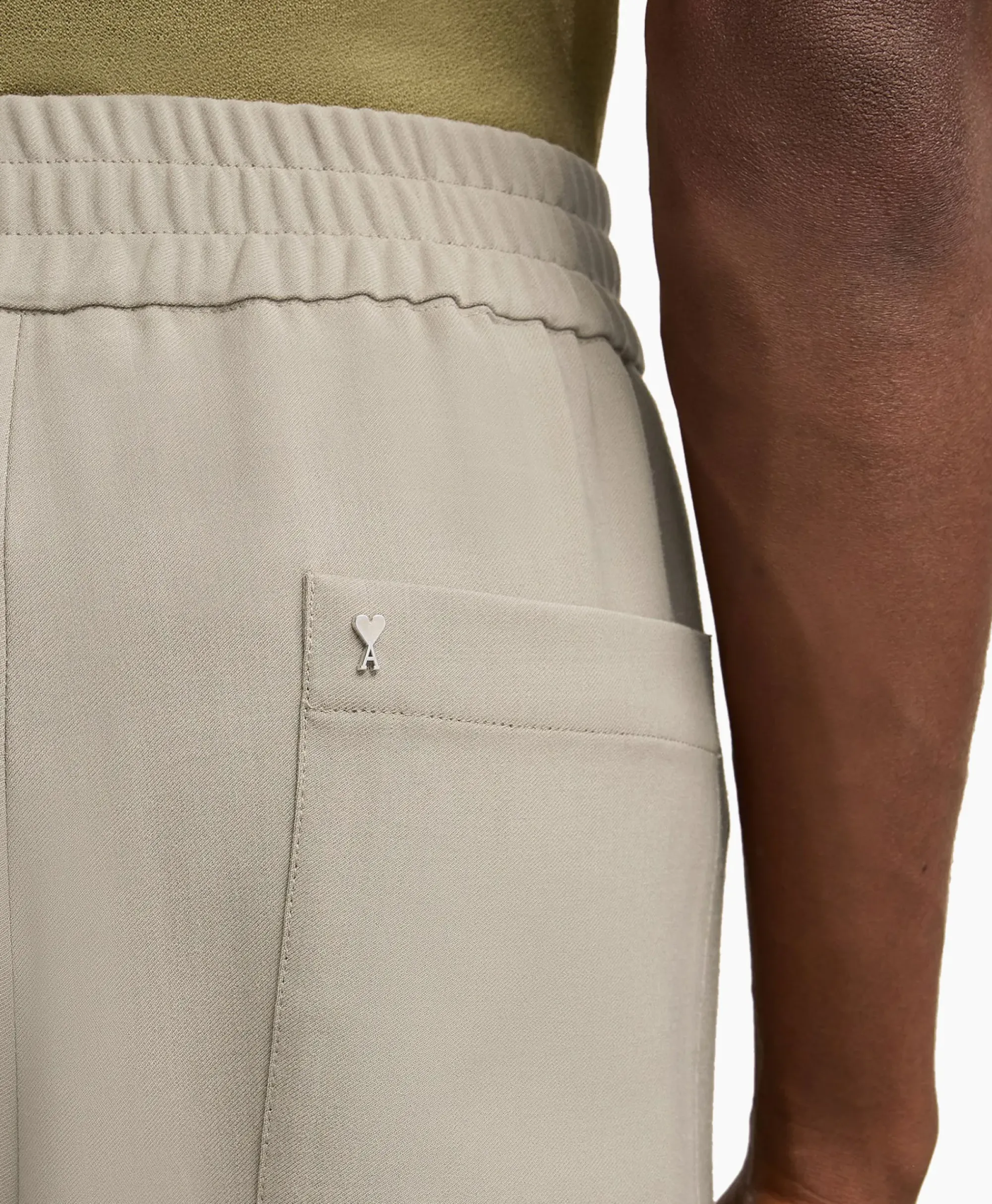 Broeken^Ami Paris Broek Elastic Waist Taupe