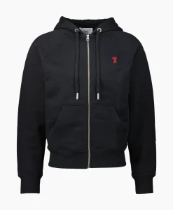 Truien^Ami Paris Hoodie Adc Zipped Zwart