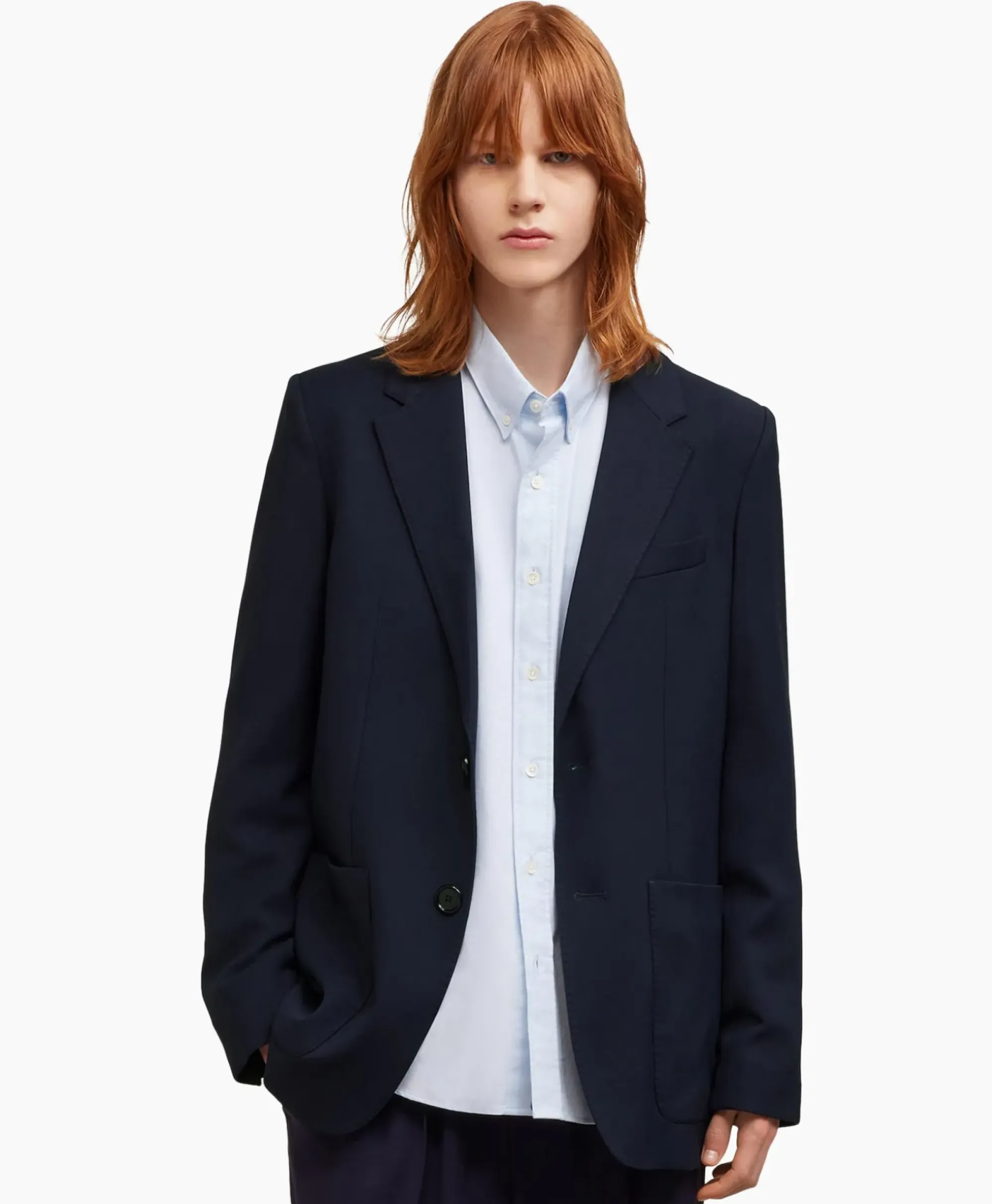 Jassen^Ami Paris Jack Two Buttons Wool Viscose Twill Donker Blauw