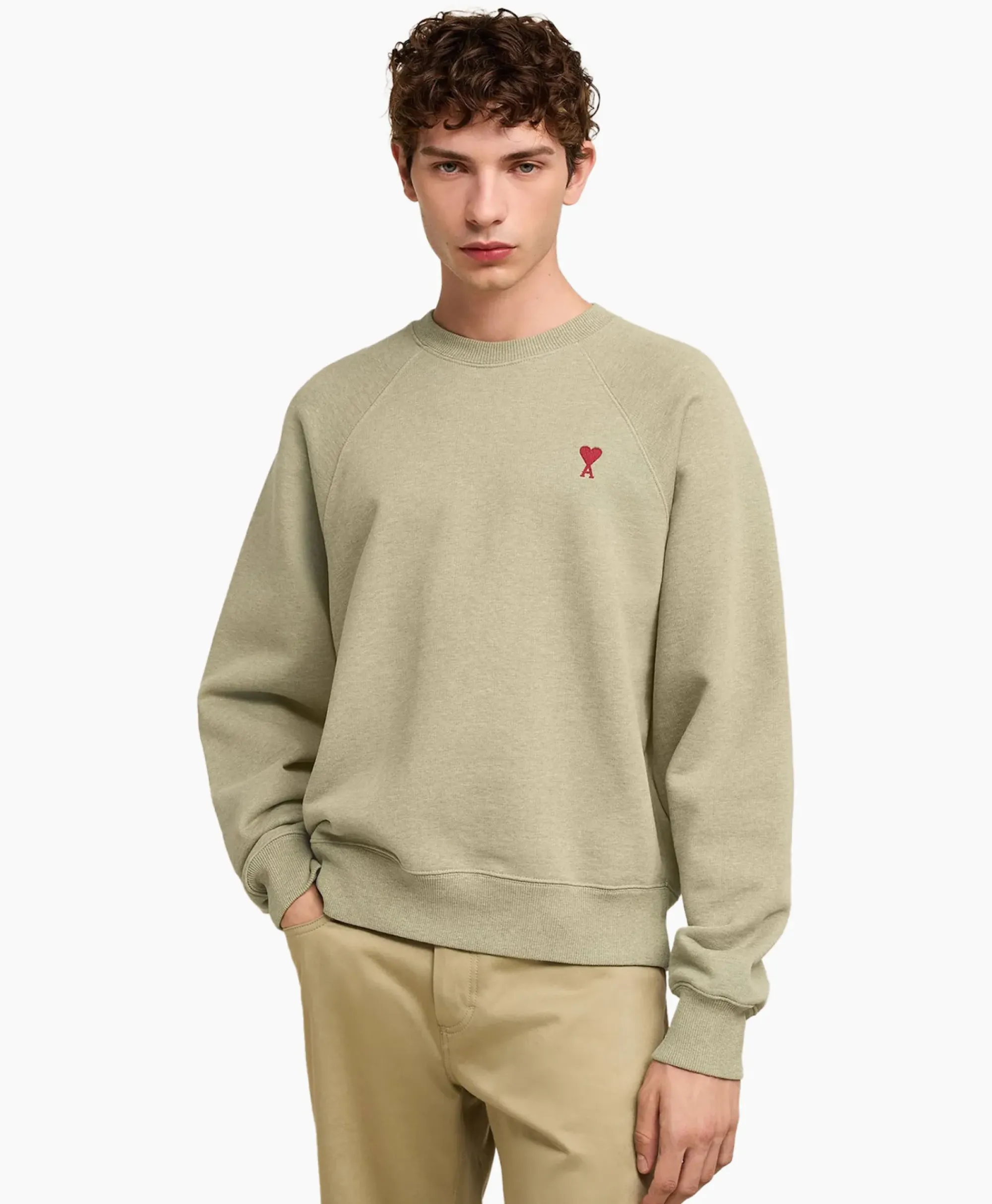 Truien^Ami Paris Sweater Ami De Coeur Khaki