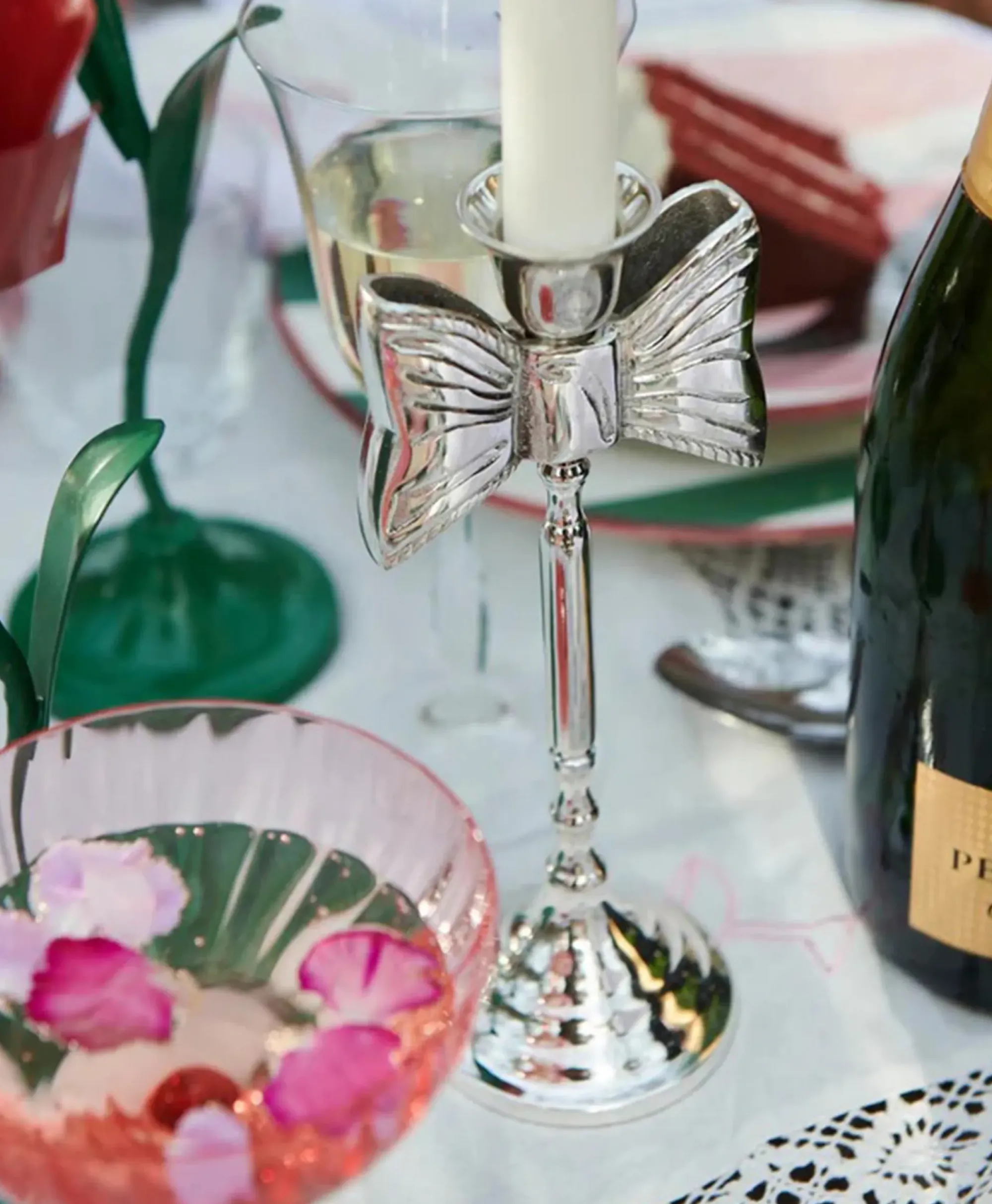 Lifestyle^Anna+nina Accessoires Lady Bow Candle Holder Zilver