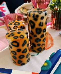 Lifestyle^Anna+nina Kaars Large Leopard Print Pillar Candle Bruin