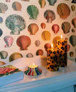 Lifestyle^Anna+nina Kaars Large Leopard Print Pillar Candle Bruin