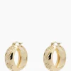 Sieraden^Anna+nina Oorbellen Flower Garland Stamped Hoop Earrings Bra Goud