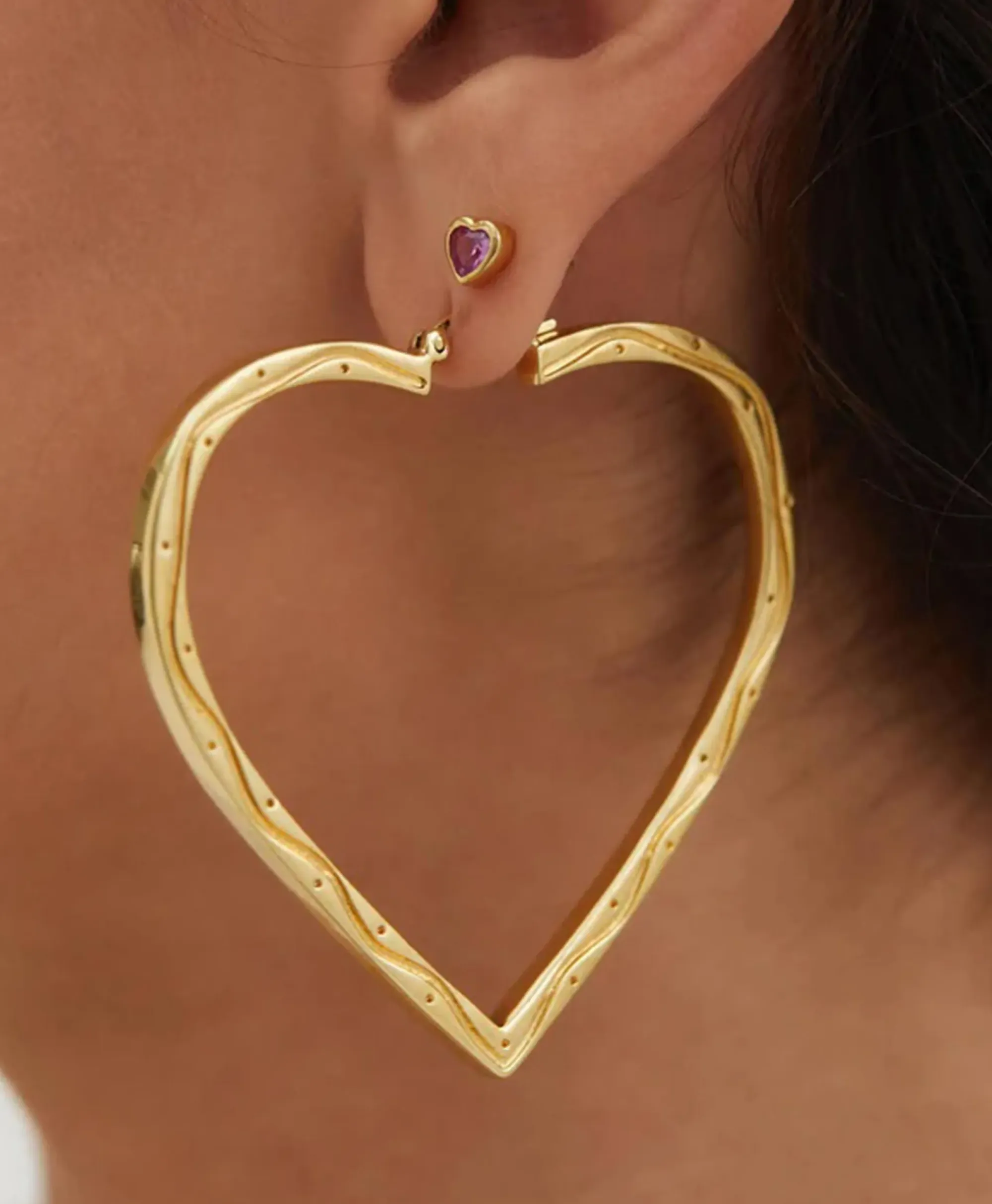 Sieraden^Anna+nina Oorbellen Funky Love Hoop Goud