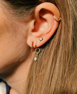 Sieraden^Anna+nina Oorbellen Single Cupid Stud Earring Silver Goldpla Goud