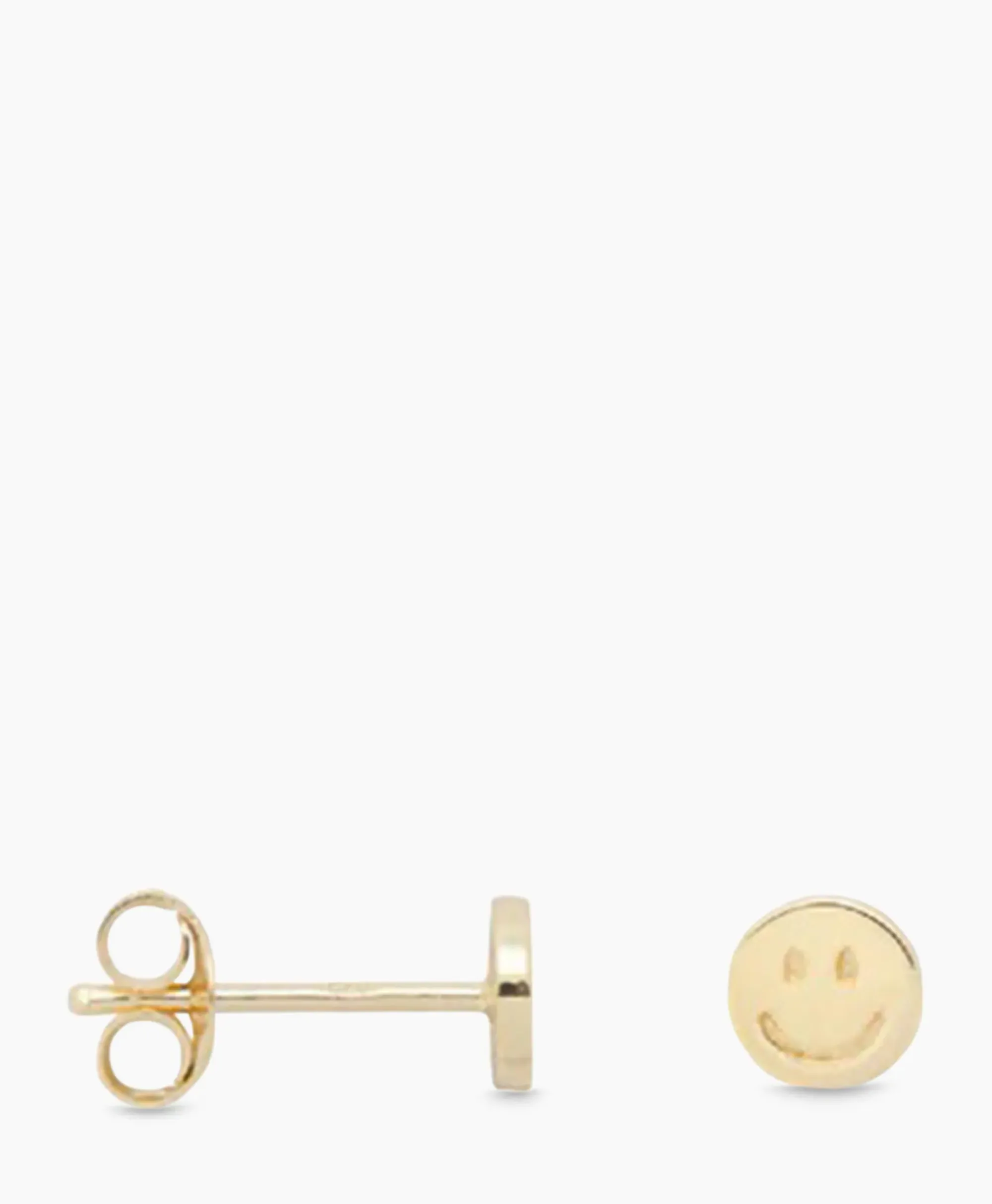 Sieraden^Anna+nina Oorbellen Single Smiley Stud Silver Goldplated Goud