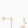 Sieraden^Anna+nina Oorbellen Single Swan Lake Stud Earring Silver Gol Wit