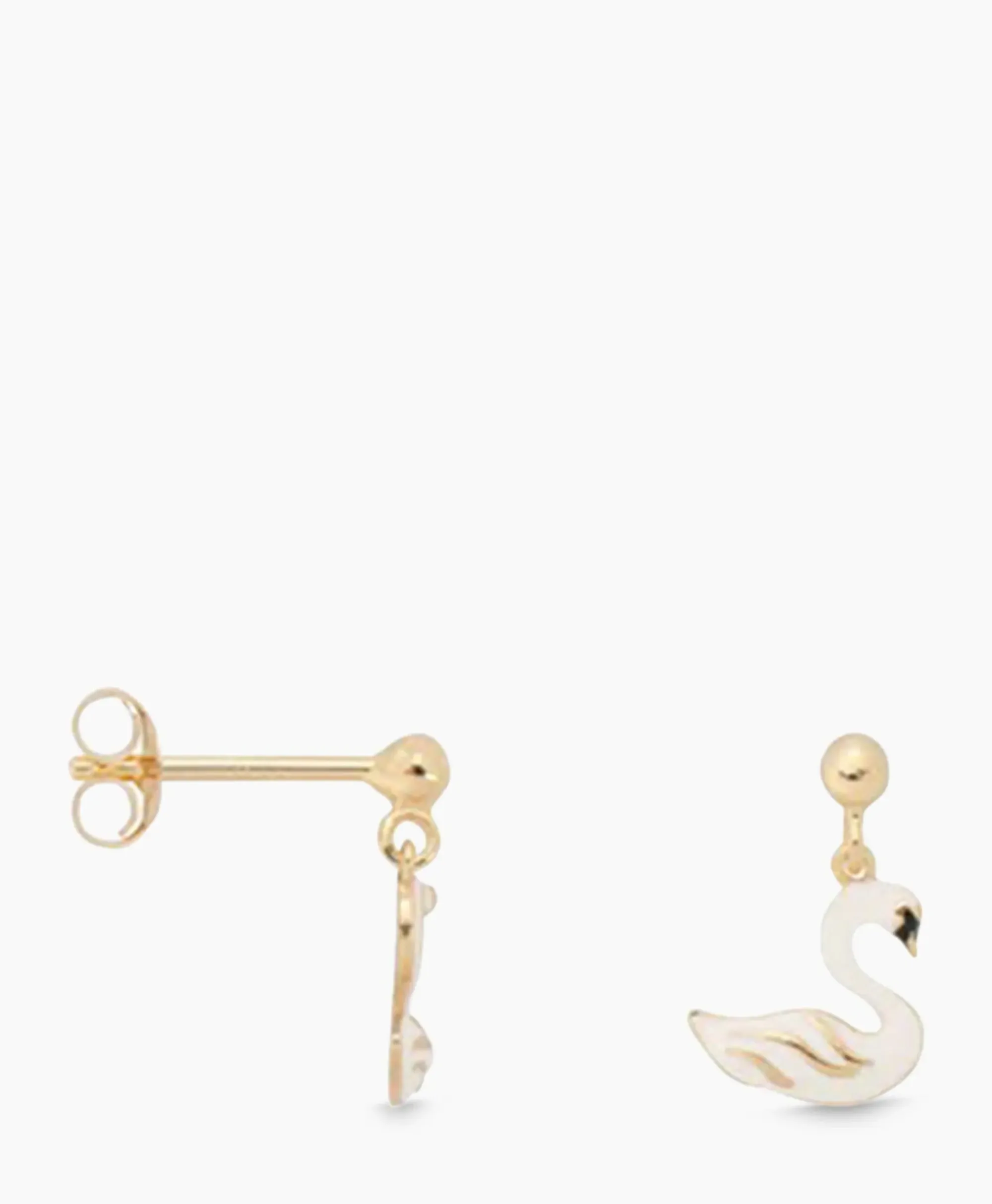 Sieraden^Anna+nina Oorbellen Single Swan Lake Stud Earring Silver Gol Wit