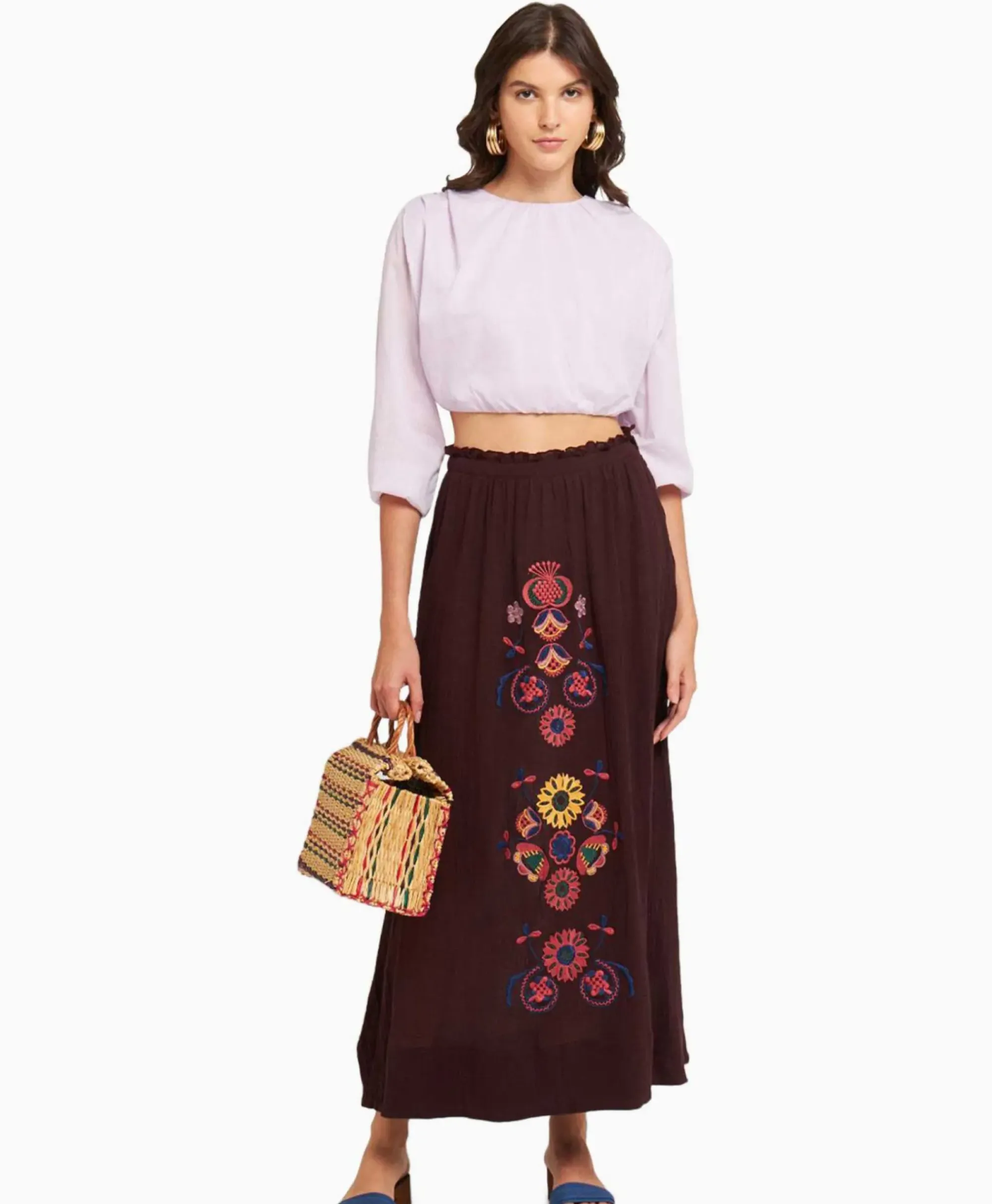 Rokken^Antik Batik Maxi Rok Magoo1Ski Bruin