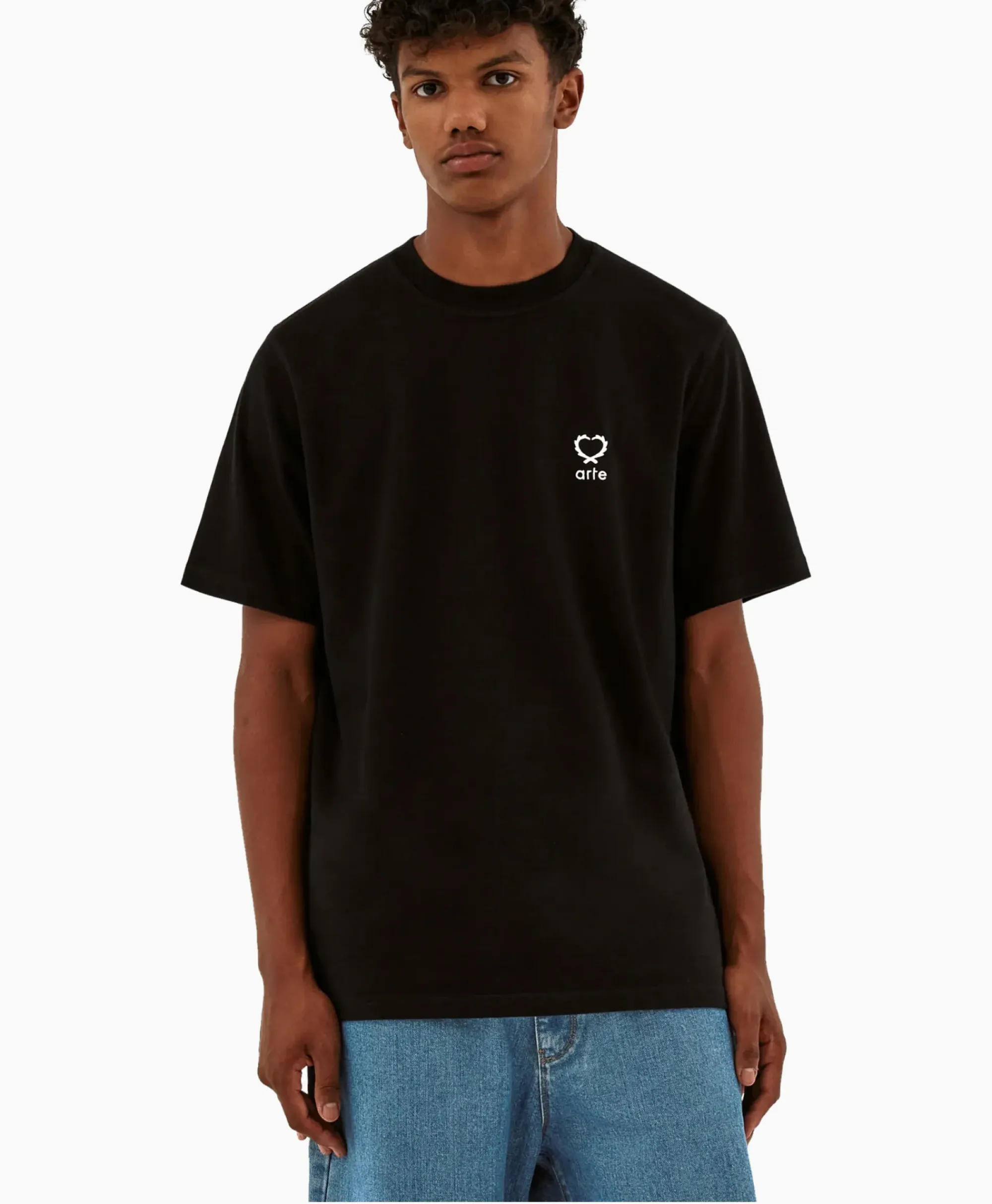 T-Shirts^Arte Antwerp T-Shirt Korte Mouw Hearts Leaves Arte Logo Chest Zwart