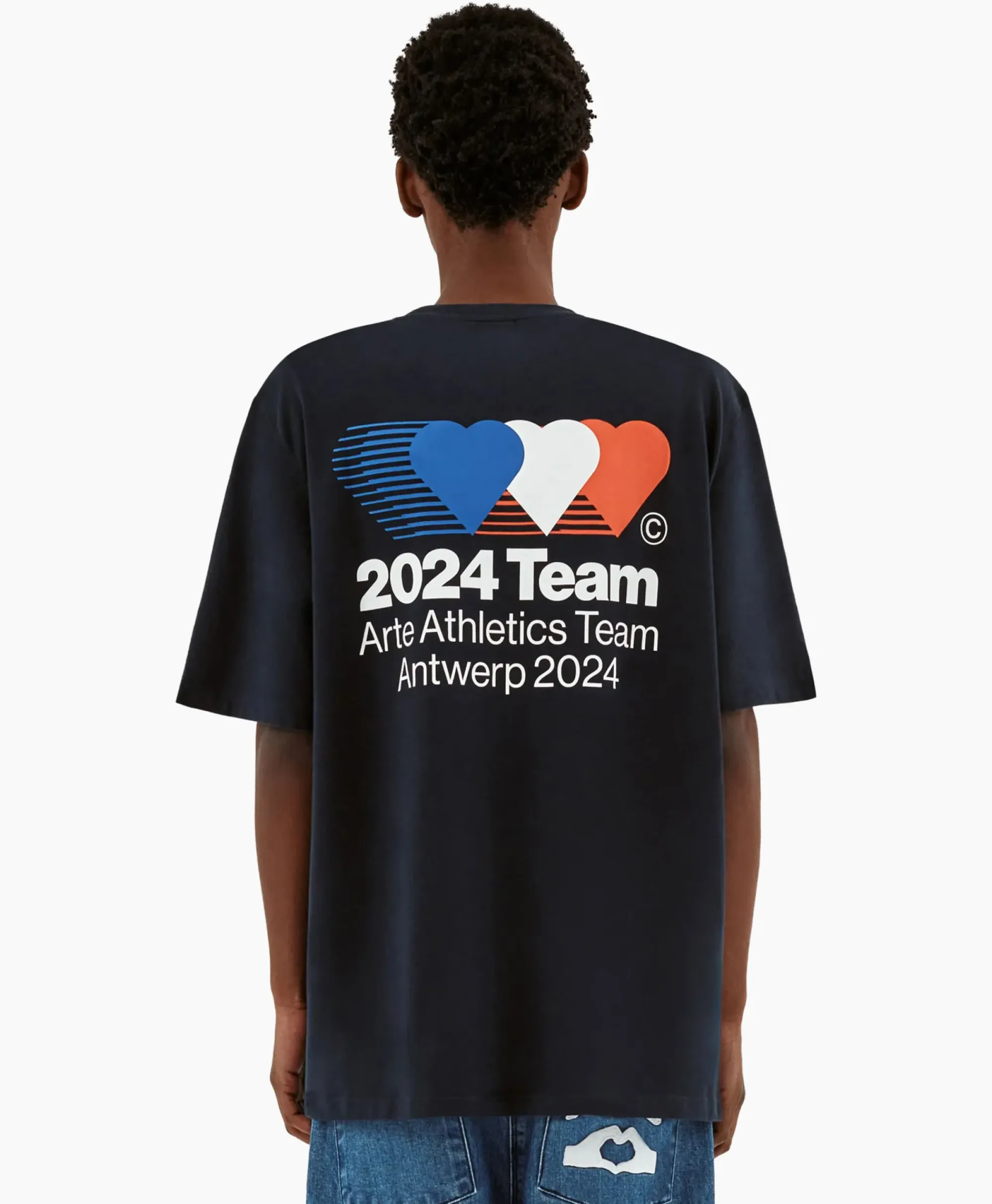 T-Shirts^Arte Antwerp T-Shirt Korte Mouw Heart France Back Print Donker Blauw