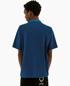 T-Shirts^Arte Antwerp T-Shirt Korte Mouw Sport Fleece Arte Chest Contras Donker Blauw