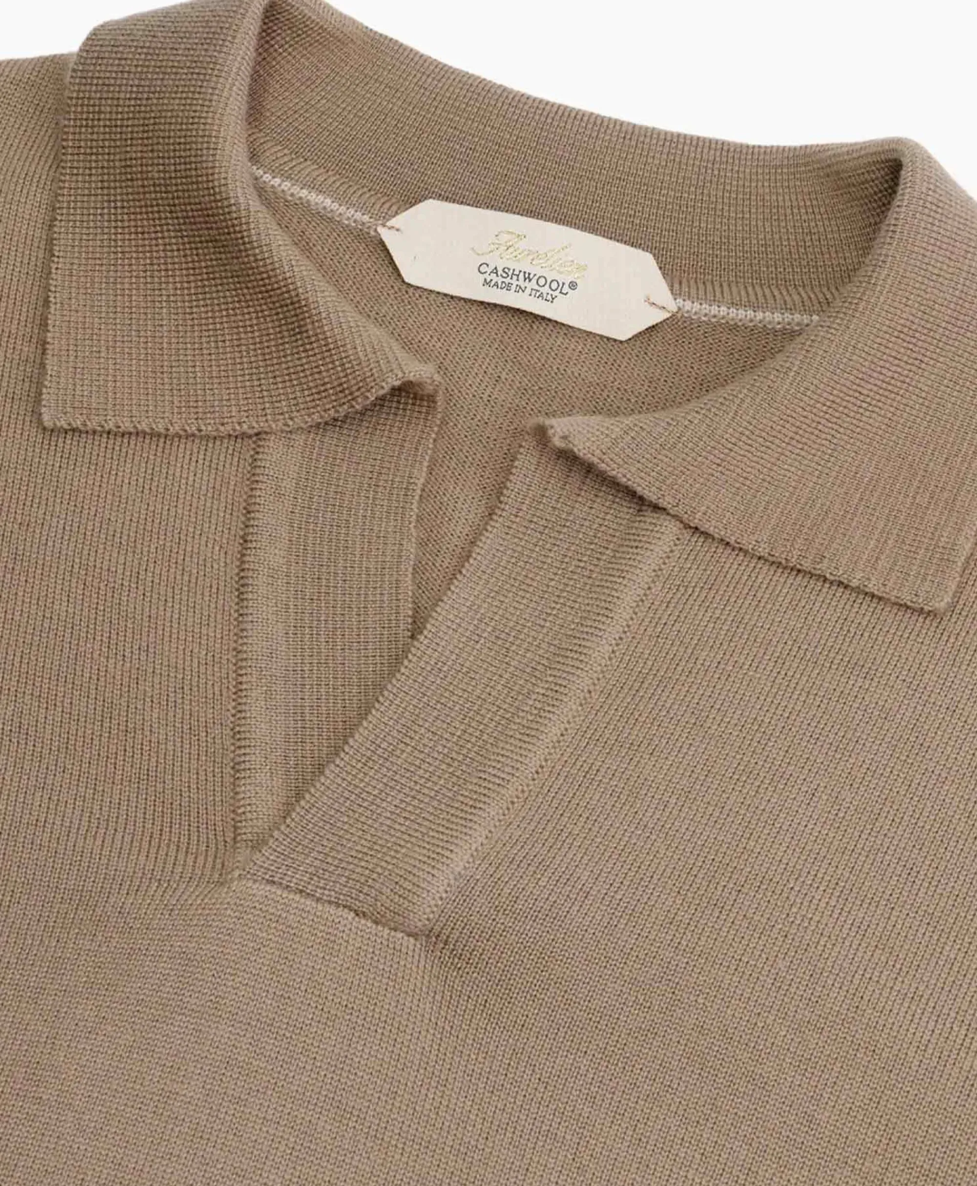 Truien^Aurelien Pullover Buttonless Polo L Taupe