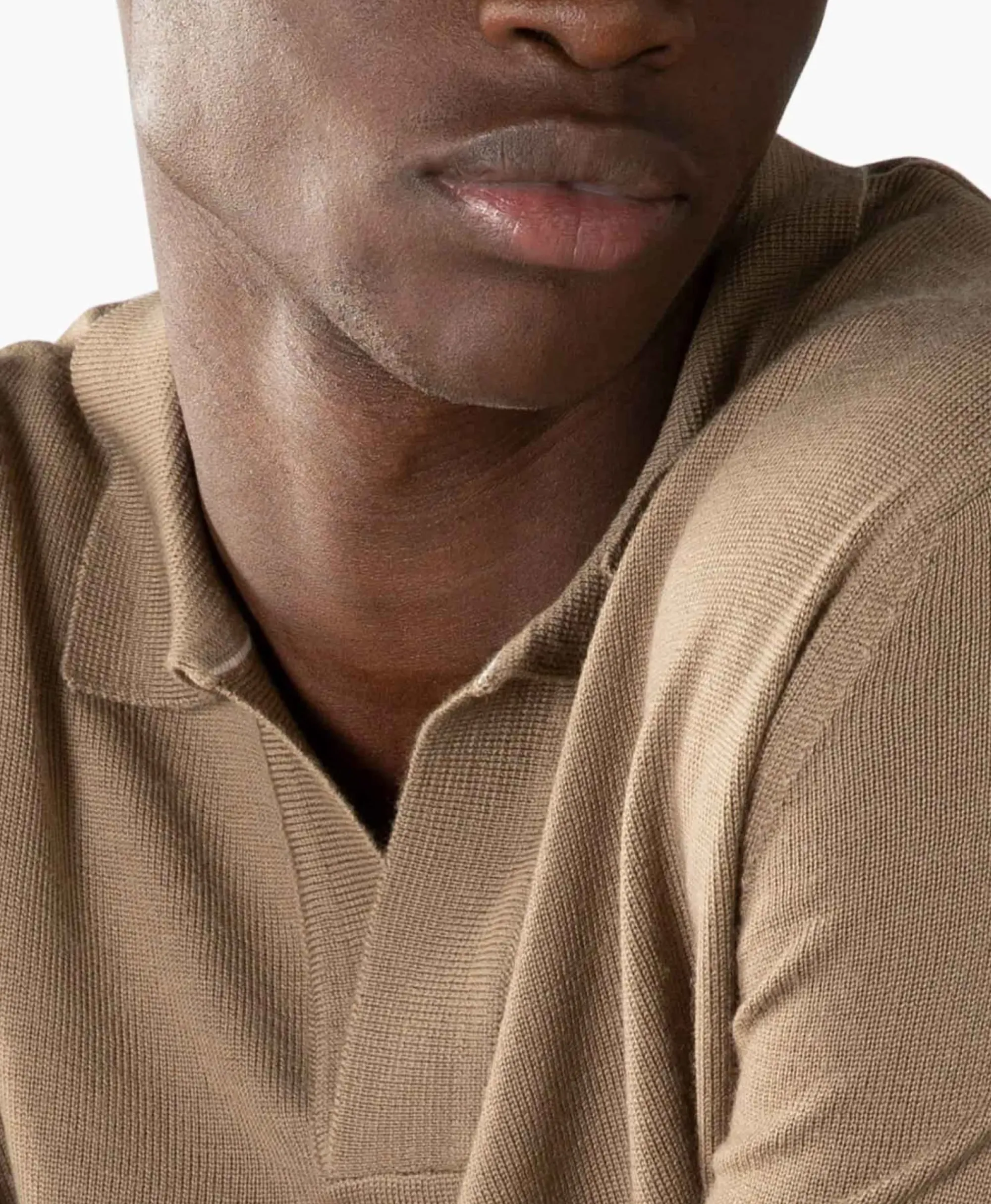 Truien^Aurelien Pullover Buttonless Polo L Taupe