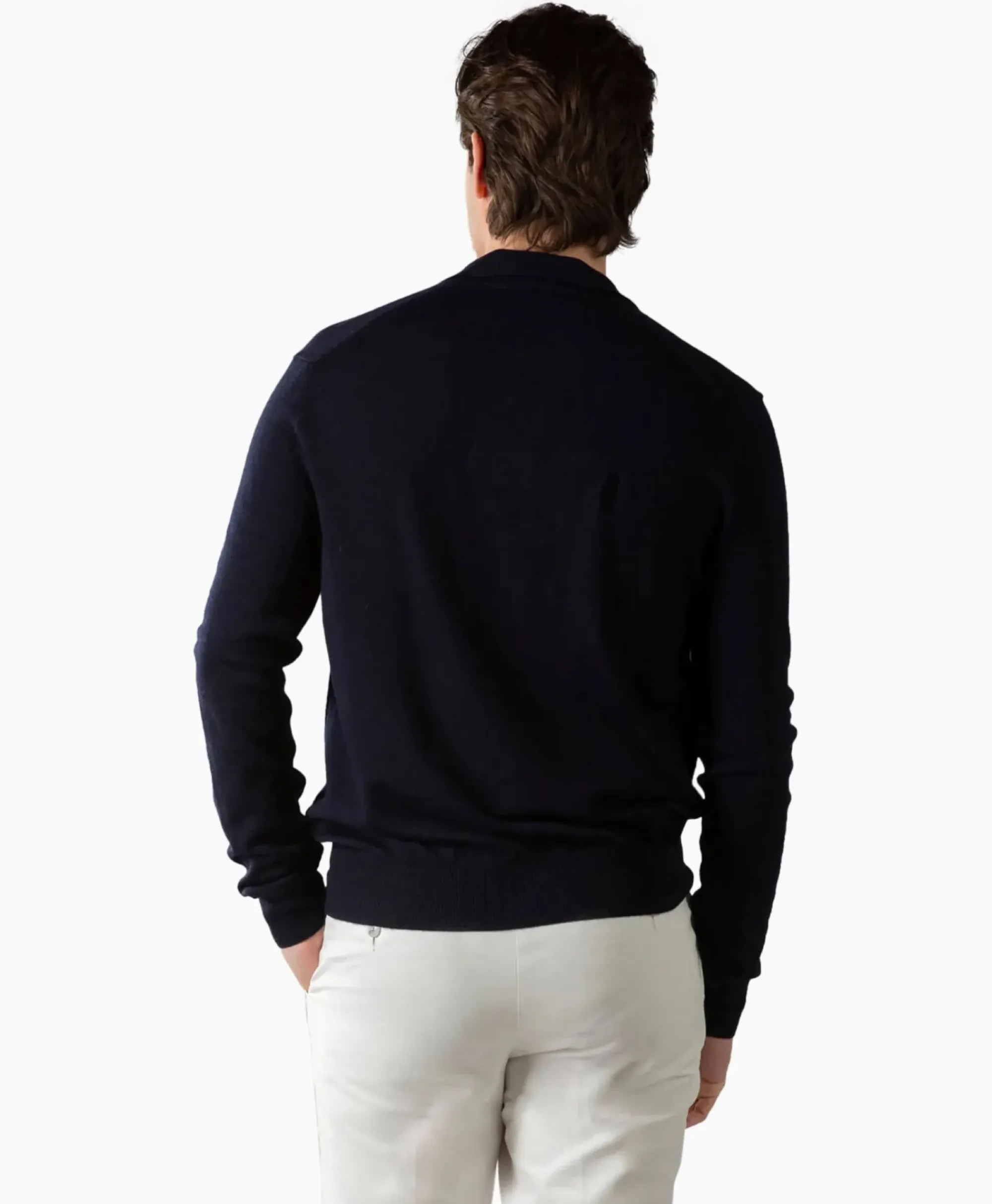 Truien^Aurelien Pullover Buttonless Polo L Donker Blauw