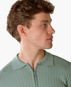 Truien^Aurelien Pullover Rib Zip Polos Ls Licht Groen