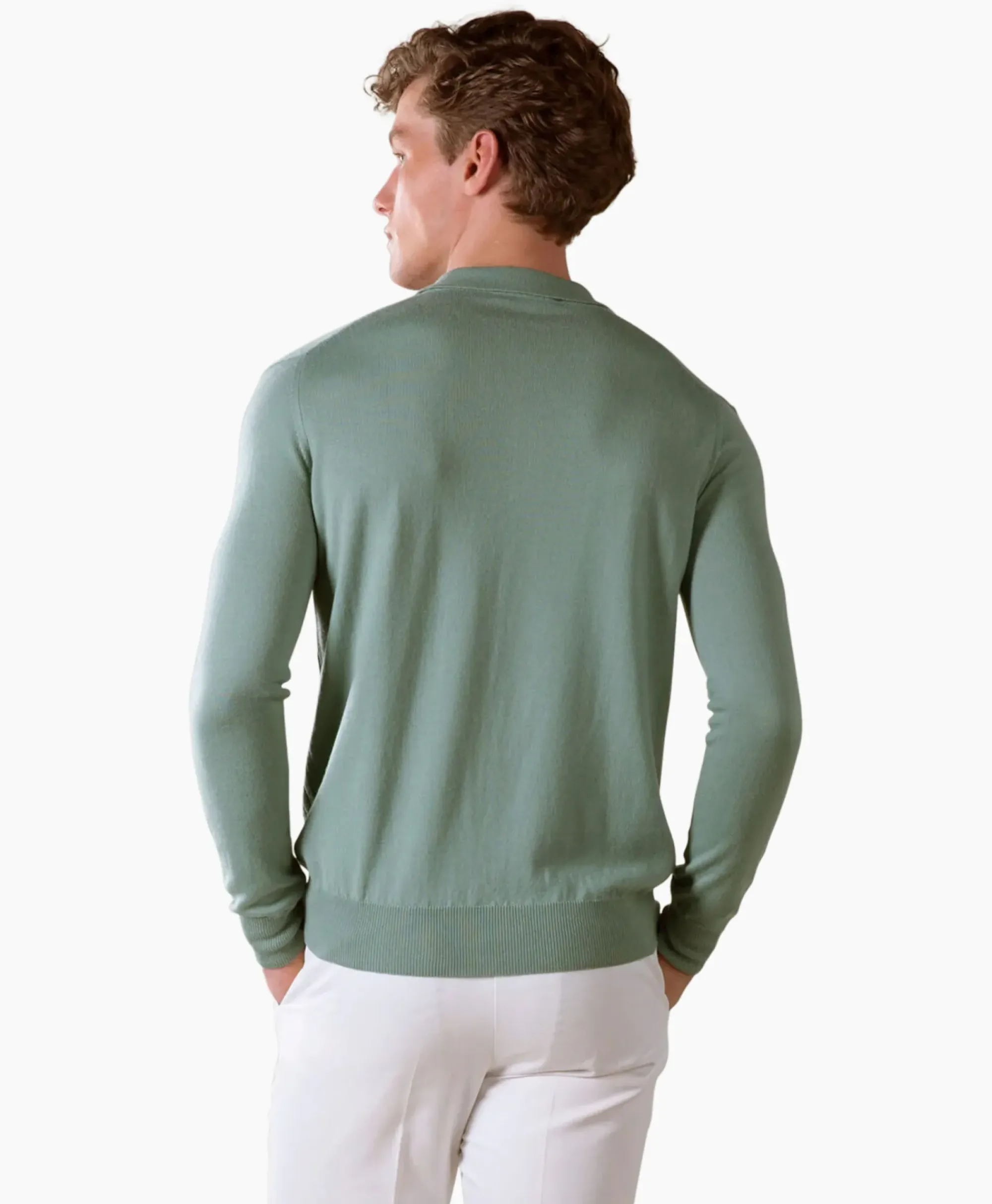 Truien^Aurelien Pullover Rib Zip Polos Ls Licht Groen
