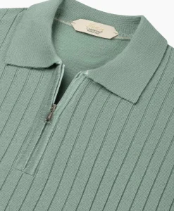 Truien^Aurelien Pullover Rib Zip Polos Ls Licht Groen