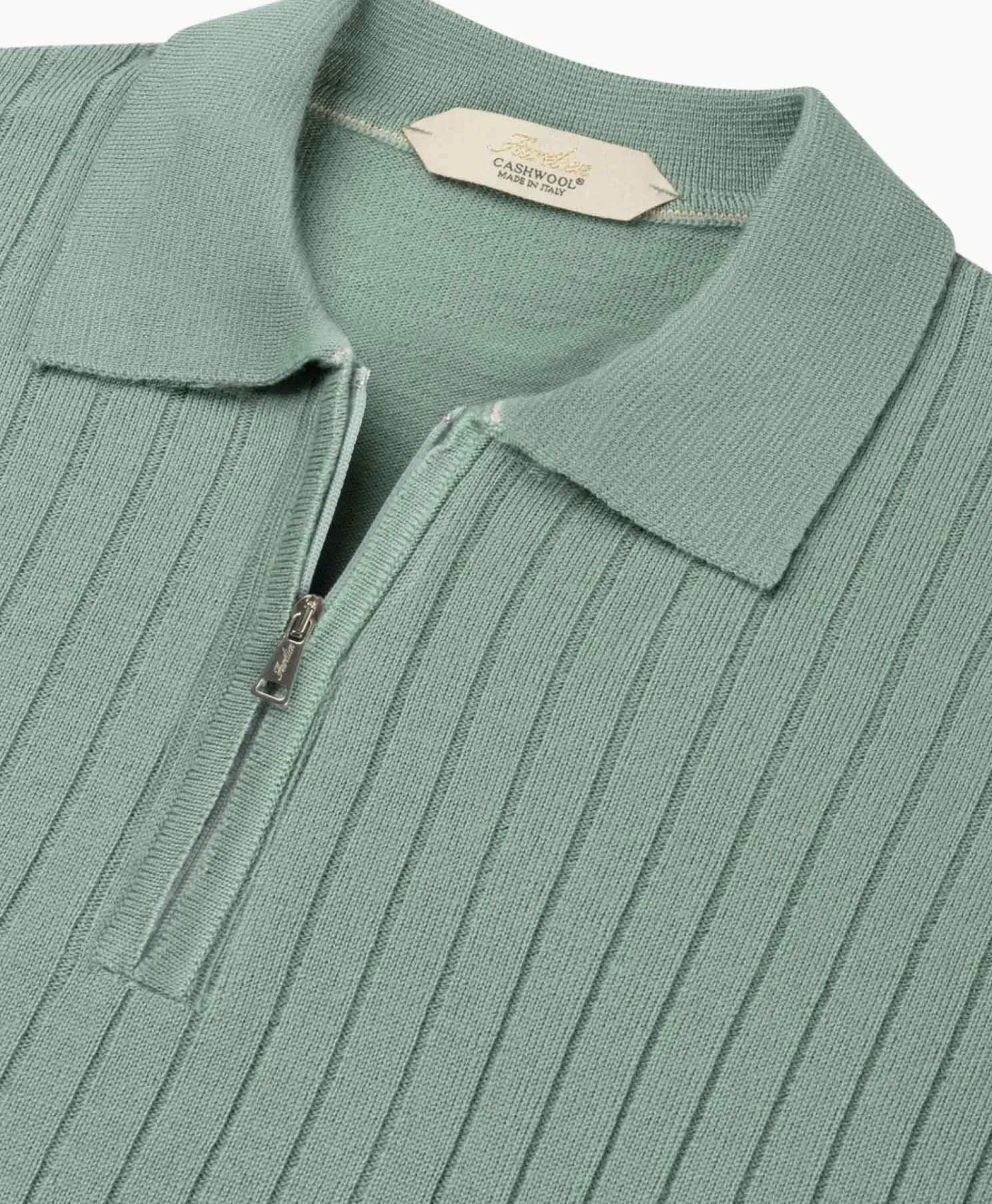 Truien^Aurelien Pullover Rib Zip Polos Ls Licht Groen