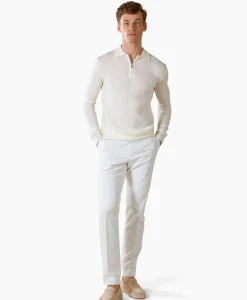 Truien^Aurelien Pullover Rib Zip Polos Ls Ivoor / Naturel