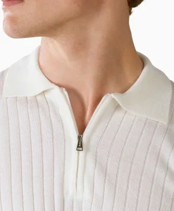Truien^Aurelien Pullover Rib Zip Polos Ls Ivoor / Naturel