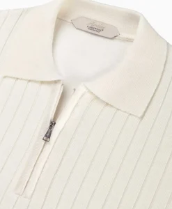Truien^Aurelien Pullover Rib Zip Polos Ls Ivoor / Naturel